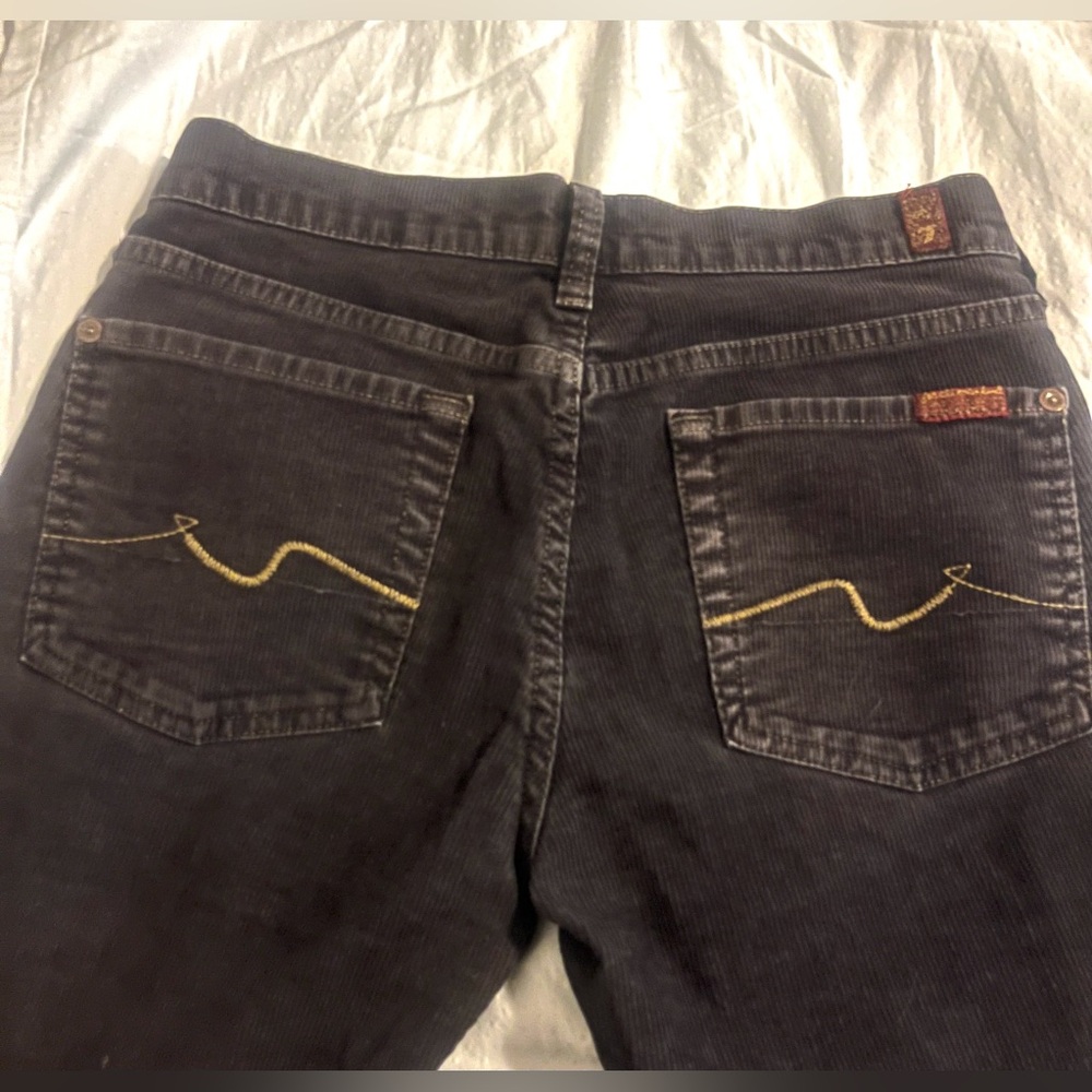 7 For All Mankind Women's dark brown flare pants with brown Stitching